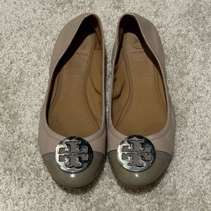 Tory Burch Minnie Cap Toe Ballet Light Taupe/Gray Size US 7.5